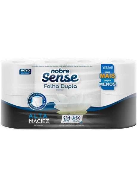 PAPEL H. DOBLE HOJA 30 MT, 16 ROLLOS
